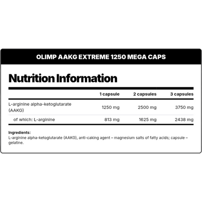 Olimp, AAKG 1250 Extreme Mega Caps, 120 Capsules, 120 Servings
