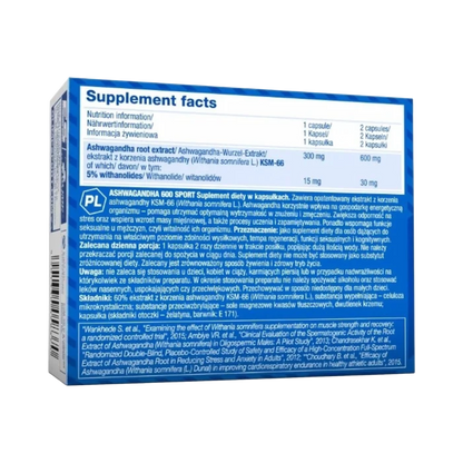 Olimp, Ashwagandha 600 Sport Edition (KSM-66), 60 Capsules, 60 Servings