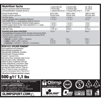 Olimp, BCAA 4:1:1 Xplode, 500g, 100 Servings