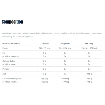 Olimp, Creatine Capsules, 1250mg, 120 Capsules, 120 Servings