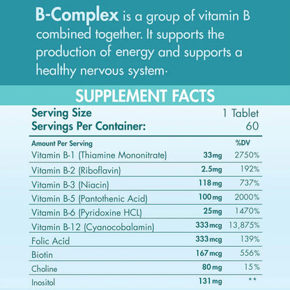Organic Nation, B-Complex, 60 Coated Tablets, 60 Servings