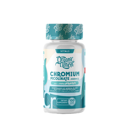 Organic Nation, Chromium Picolinate, 200MCG, 100 Coated Tablets, 100 servings