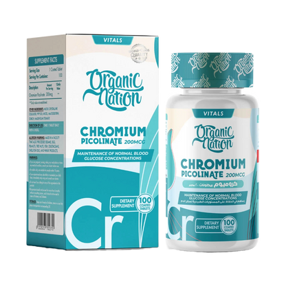 Organic Nation, Chromium Picolinate, 200MCG, 100 Coated Tablets, 100 servings