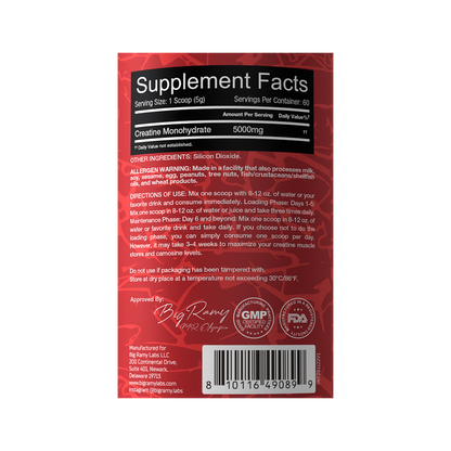 Red Rex, Creatine Monohydrate, Unflavored, 300g, 60 Servings
