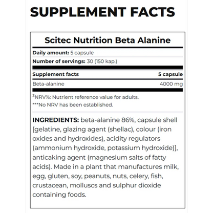 Scitec Nutrition, Beta Alanine, 150 capsules, 30 Servings