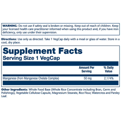 Solaray, Chelated Manganese, 50mg, 100 Capsules, 100 Servings
