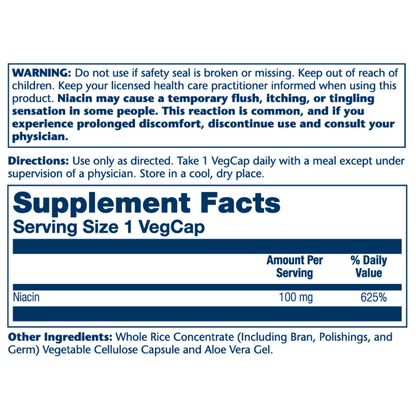 Solaray, Niacin, 100mg, 100 Capsules, 100 Servings