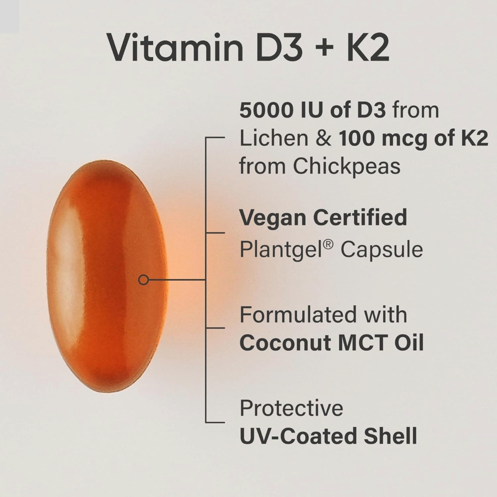 Sports Research, D3 + K2, Plant-Based, 60 Veggie Softgels, 60 Servings