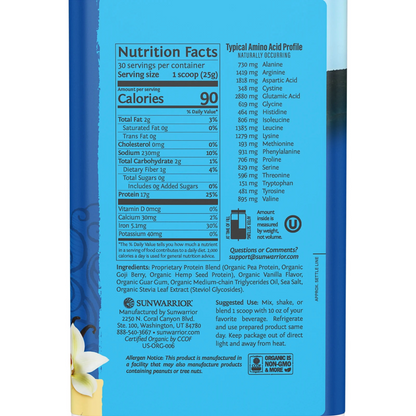 Sun Warrior, Vegan Blend Organic Protein, 750g, 30 Servings