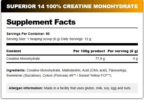 Superior 14, Creatine Monohydrate, 300G, 50 Servings