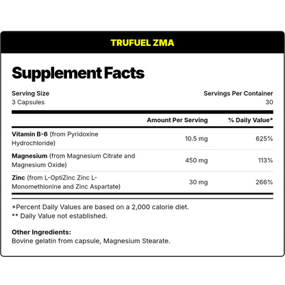 Trufuel, ZMA, 90 capsules, 30 Servings