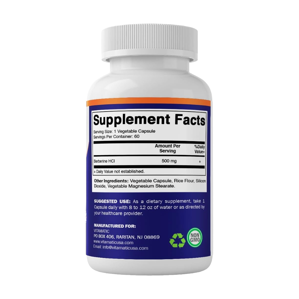 Vitamatic, Berberine 500mg, 60 Vegetable Capsules, 60 Servings