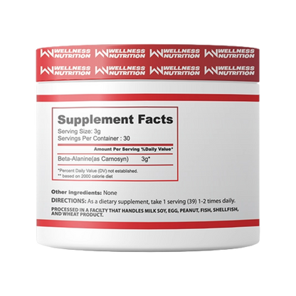 Wellness Nutrition, Beta Alanine, Unflavored, 90g, 30 Servings