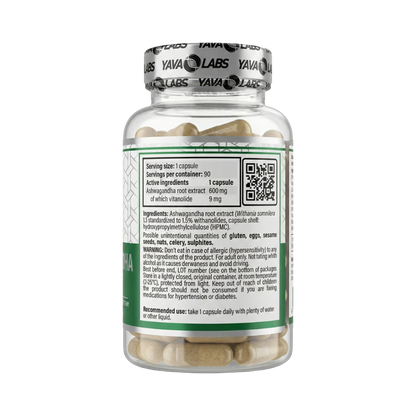 Yava Labs, Ashwagandha 600 mg, 90 Capsules, 90 Servings