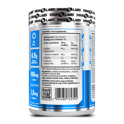 Yava Labs, Creatine 300g +Taurine, 300G, 60 Servings