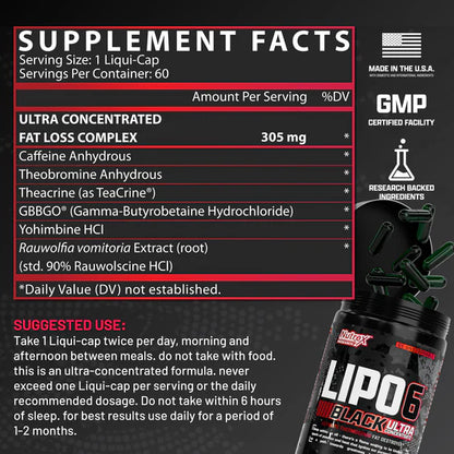 Nutrex Research, Lipo-6 Black UC, 60 Capsules, 60 Serving