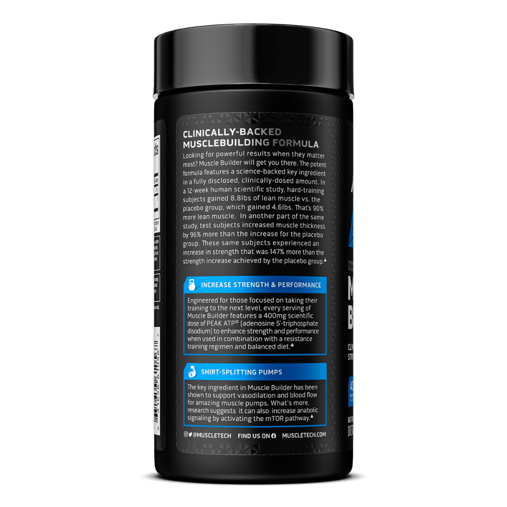 MuscleTech, Platinum Muscle Builder, 60 Capsules, 60 Servings — Back label / ملصق التغذية