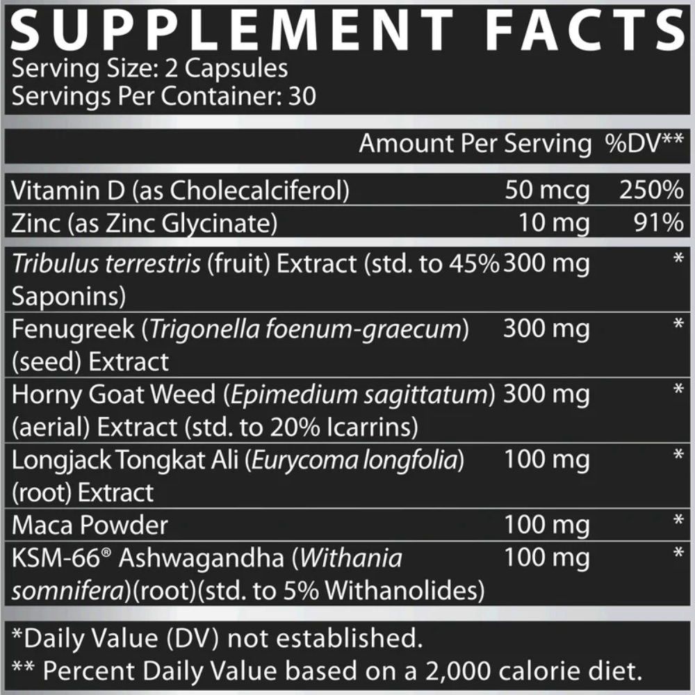 Nutrex Research, T-UP Max, 120 Capsules, 30 Servings — Nutrition Facts panel / جدول القيم الغذائية