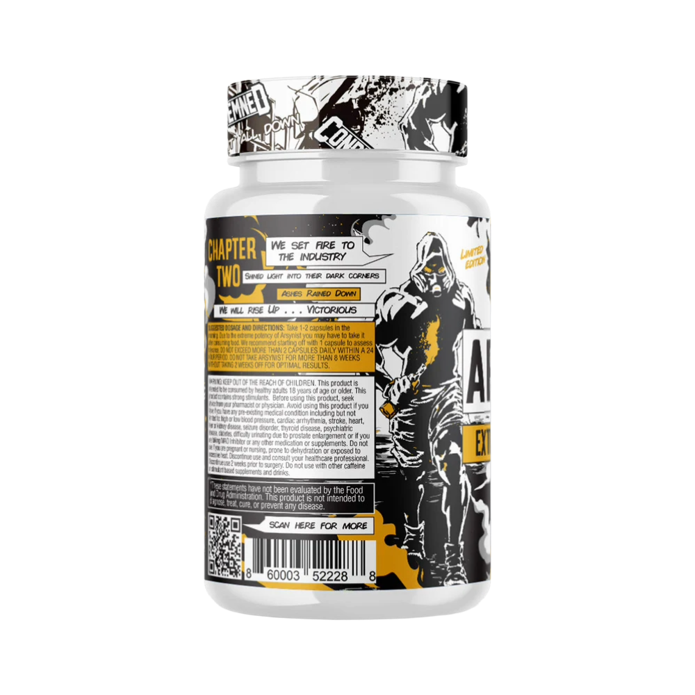 Condemned Labz, Arsynist Extreme, 60 Capsules, 30 Servings back — Back panel / الوجه الخلفي بالمكونات