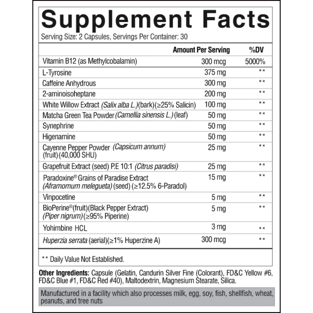 Condemned Labz, Arsynist Extreme, 60 Capsules, 30 Servings nutrition facts — Nutrition Facts panel / جدول القيم الغذائية