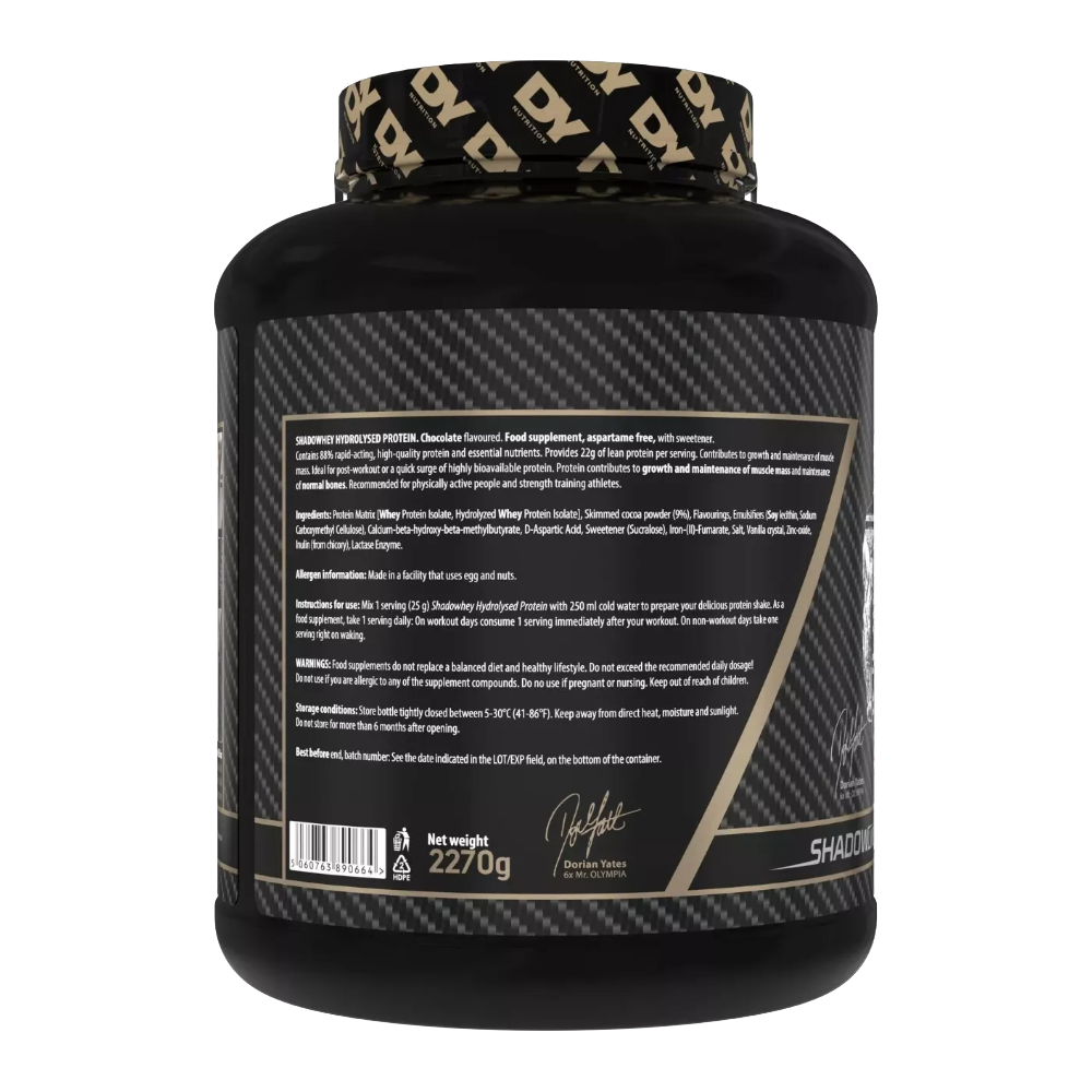 DY Nutrition Shadowhey Hydrolysate - مكونات البروتين الهيدروليزد مع HMB وجلوتامين - متاح في مصر