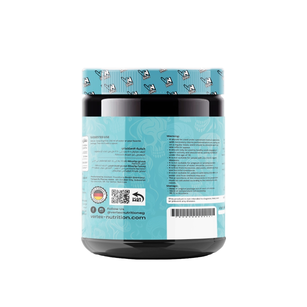 Vertex Nutrition, Crea-V, 150G, 30 Servings back 2 — Back label view / الوجه الخلفي
