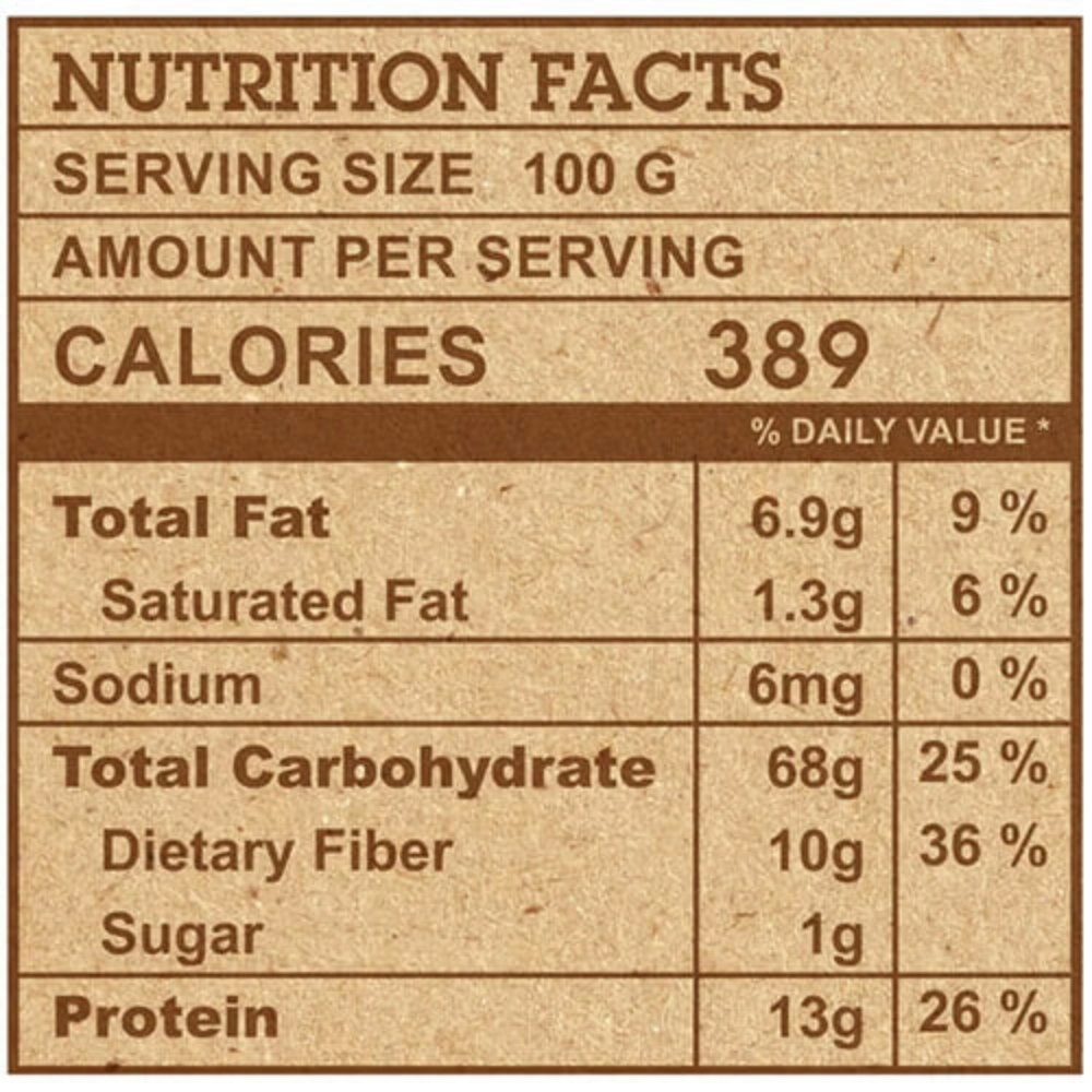 Organic Nation, Oat Flakes, 600g nutrition facts — Nutrition Facts panel / جدول القيم الغذائية