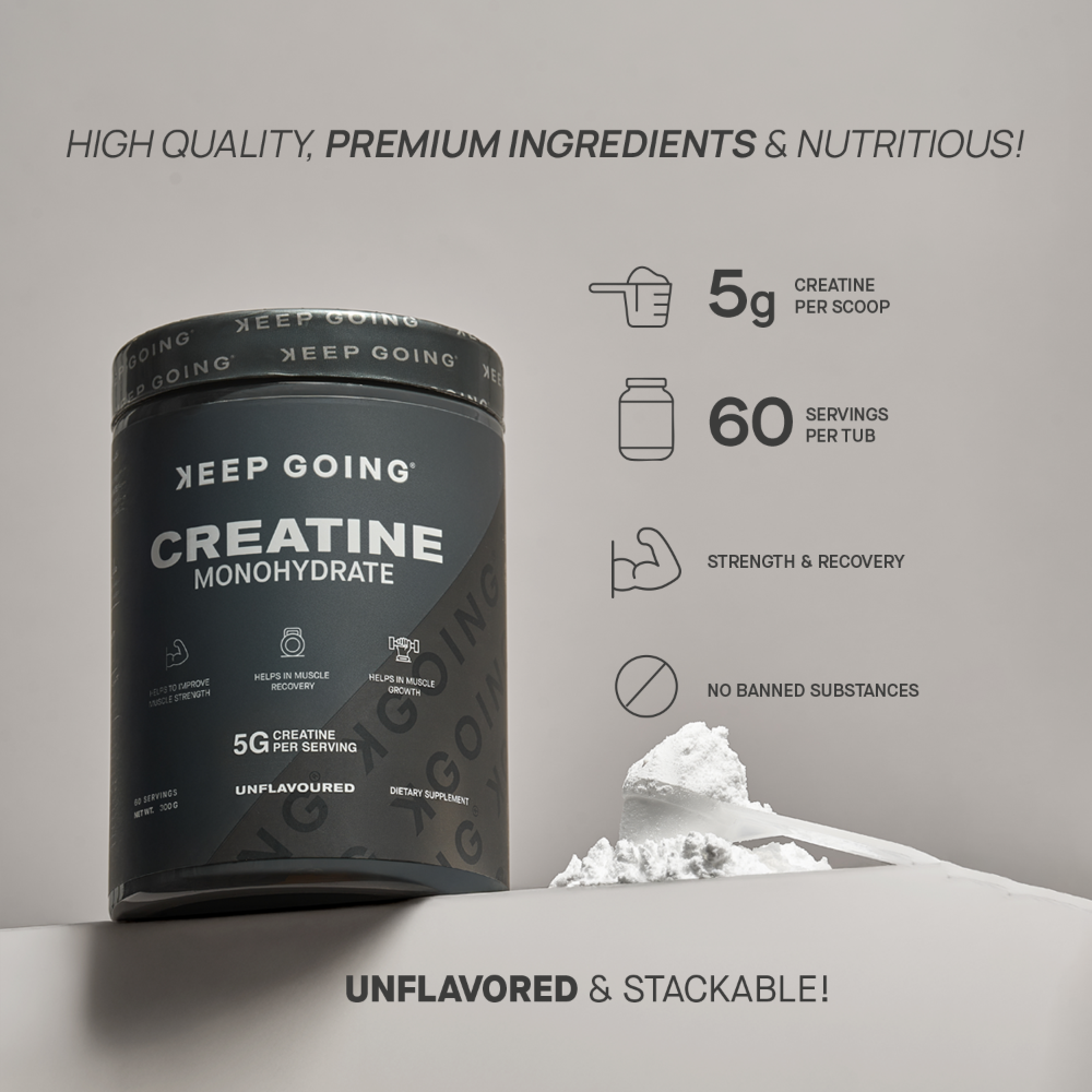 KEEP GOING Creatine Monohydrate - عبوة 300 جم - مكمل كرياتين لزيادة القوة والاستشفاء العضلي