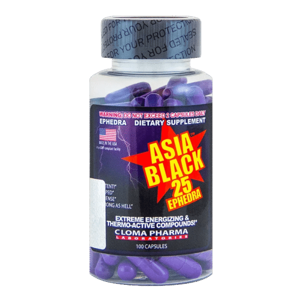 Cloma Pharma, Asia Black 25 Ephedra, 100 Capsules
