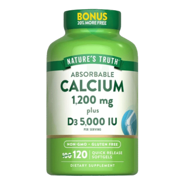 Nature's Truth, Calcium 1200 mg with Vitamin D3 5000 IU, 120 Softgel, 60 Servings