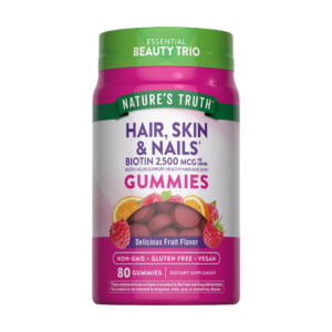 NATURE’S TRUTH, Hair Skin and Nails Gummies, 2500mcg of Biotin, 80 Gummies, 40 Servings